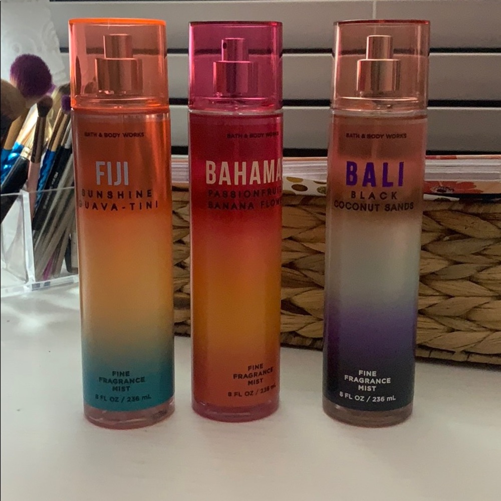 3 Bath & Body Works perfumes; Bahamas, Fiji, Bali